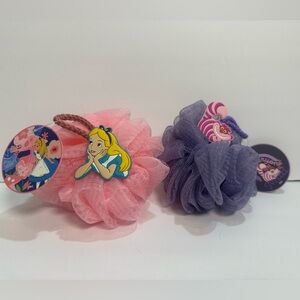 Disney Alice and Cheshire Cat Bath Pouf Set - Pink and Purple